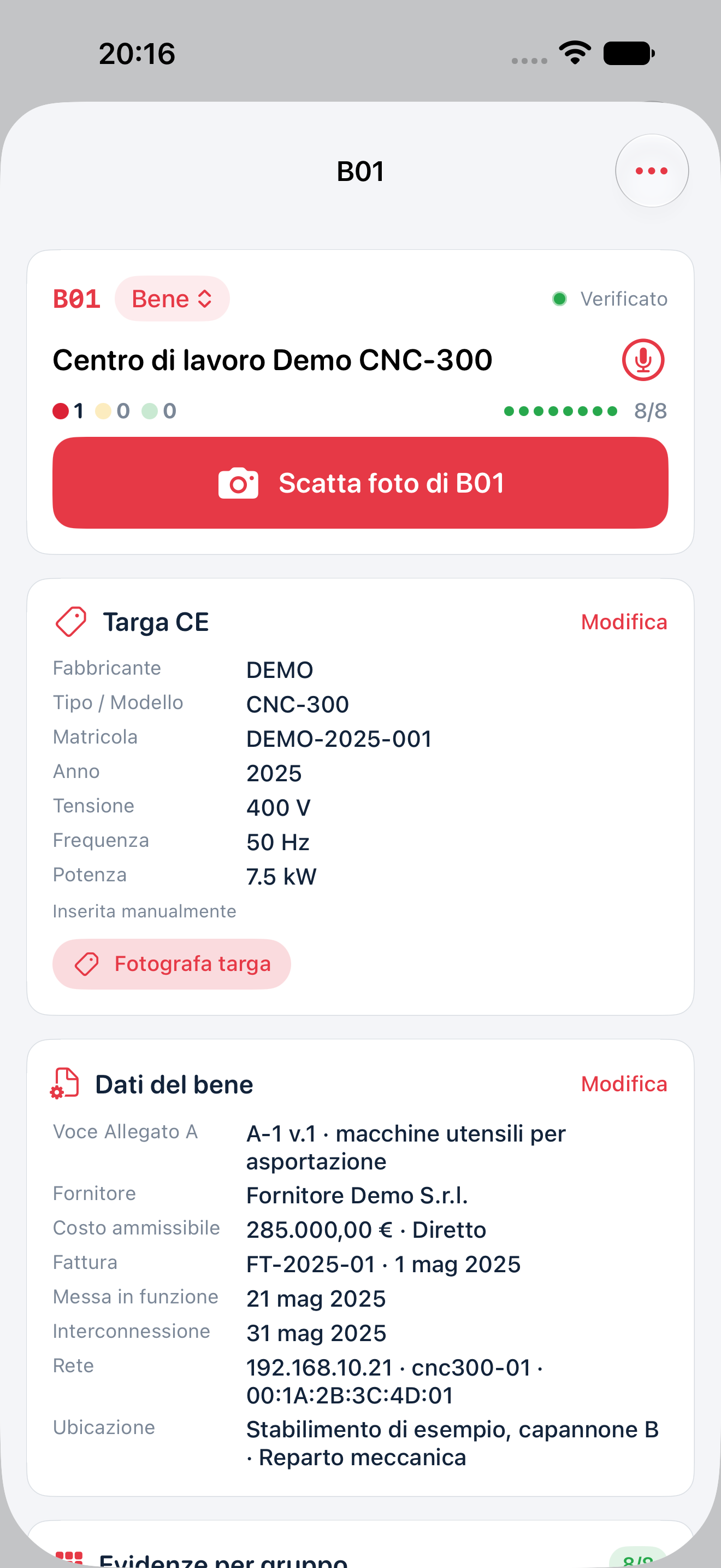 Scheda bene DEMO