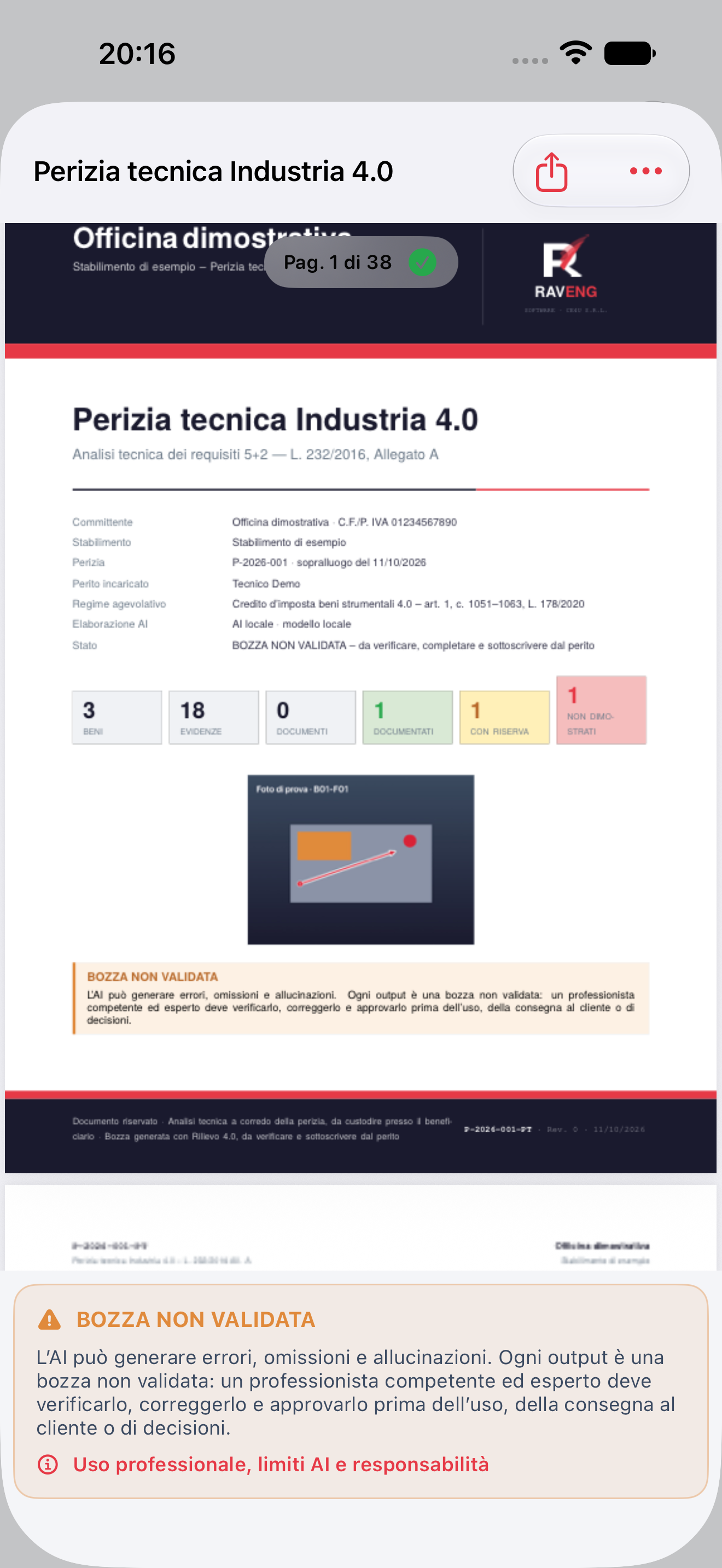 Report DEMO, bozza non validata