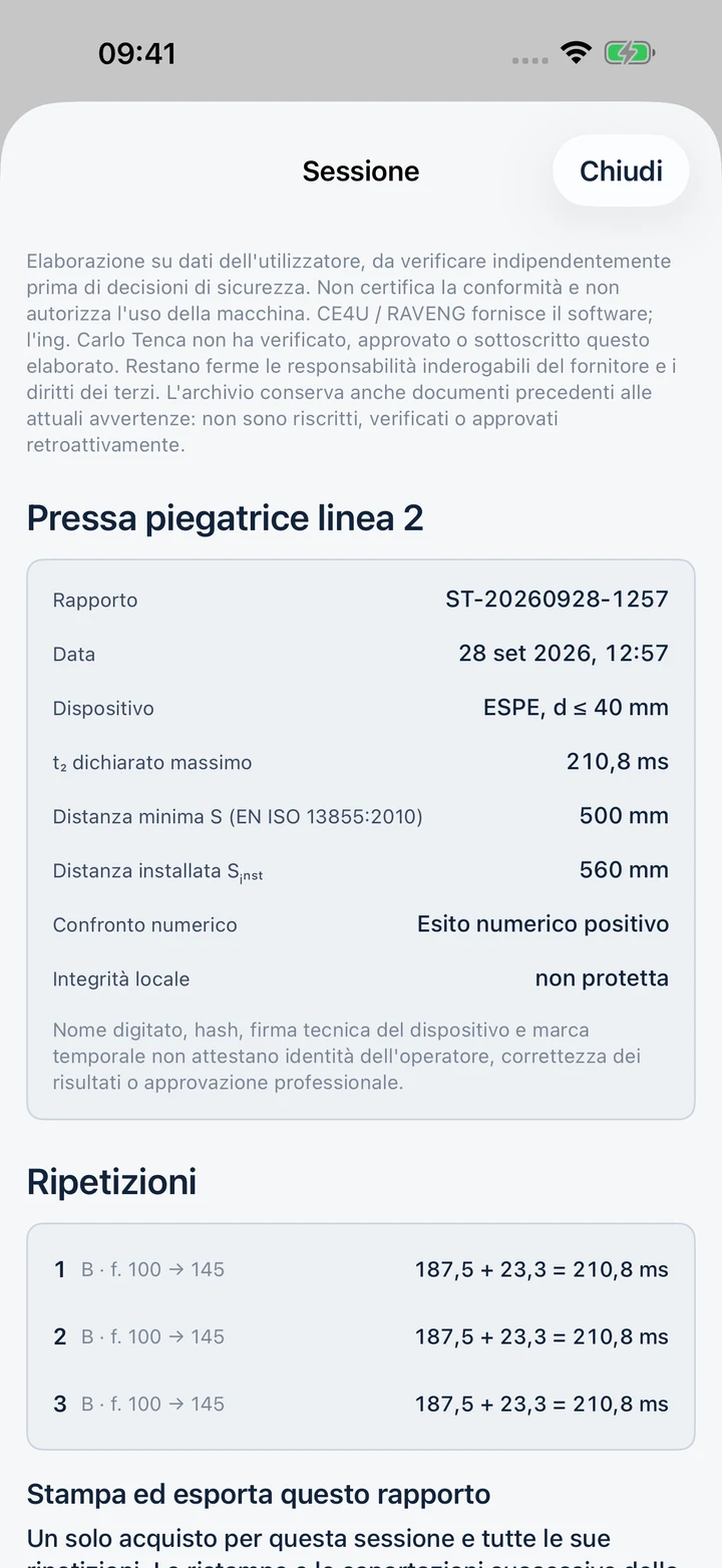 StopTime: sessione dimostrativa in archivio, ripetizioni, anteprima e accesso al rapporto