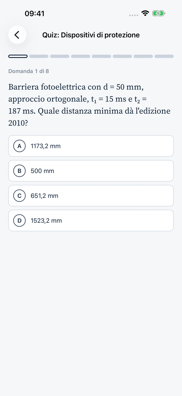 StopTime: quiz didattico sui dispositivi di protezione, domanda a risposta multipla