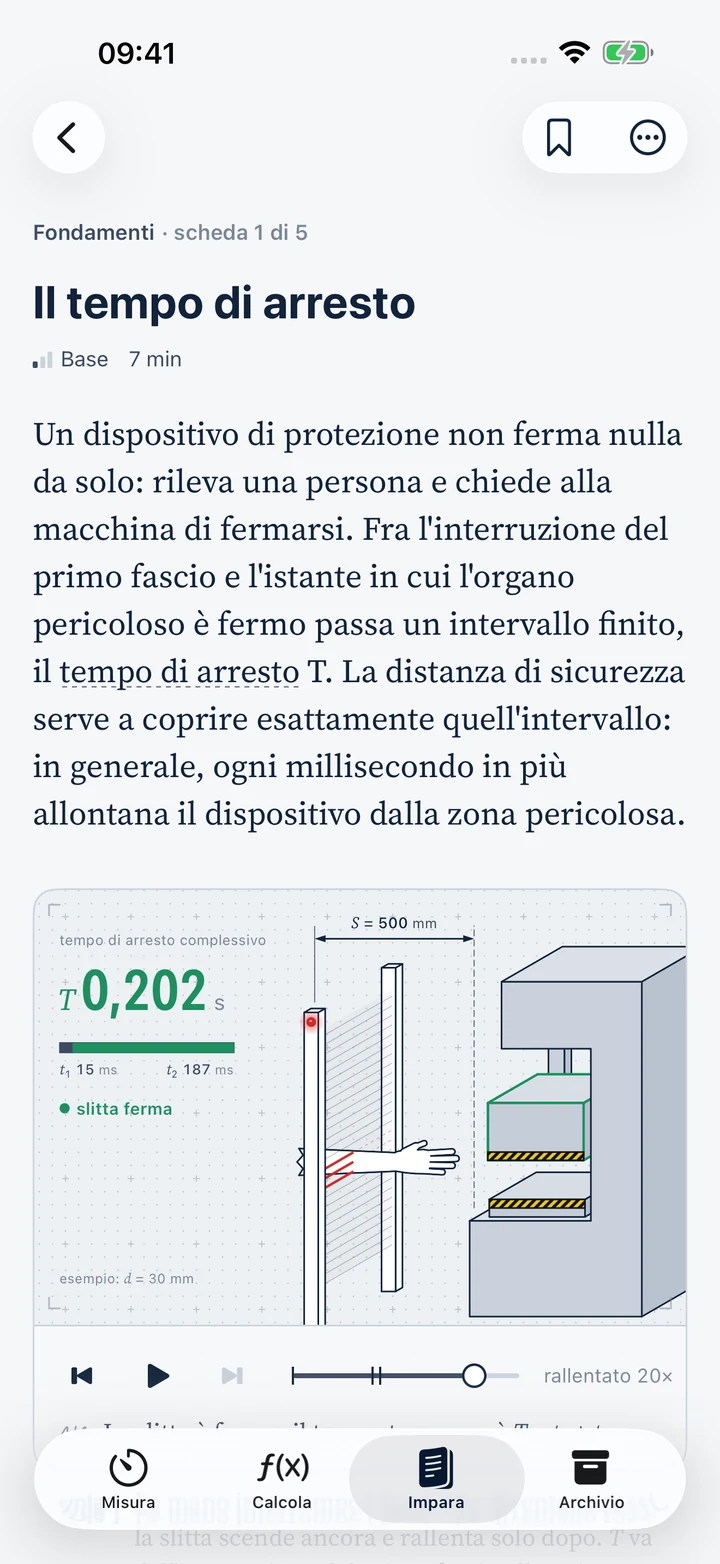 StopTime, scheda Il tempo di arresto con tavola animata della catena di ritardi